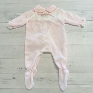 Unique Vintage Pink and White Kids One Piece Footie